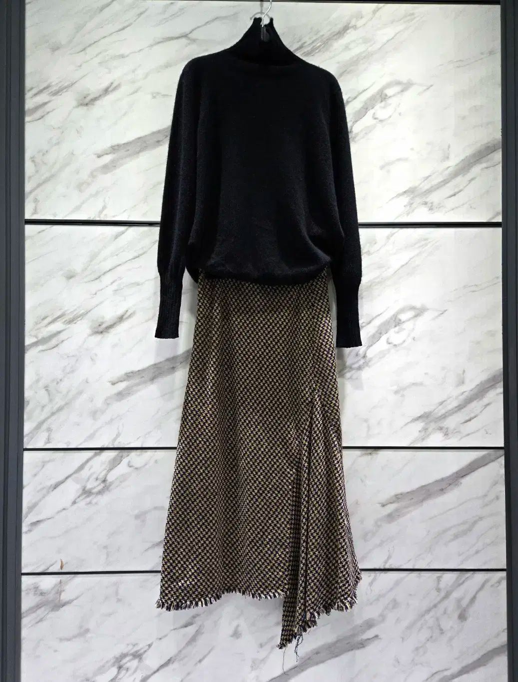 システム アシメントリー ツイード ロング丈スカート