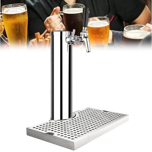 ステンレス生ビールタワー タップビールタワー ステンレススチール製シングルタップケゲレータ タワーキット 12インチ x 7インチのドリップトレイと直径3インチのコラム付き ご家族やご友人とのホームバーパブでの使用に