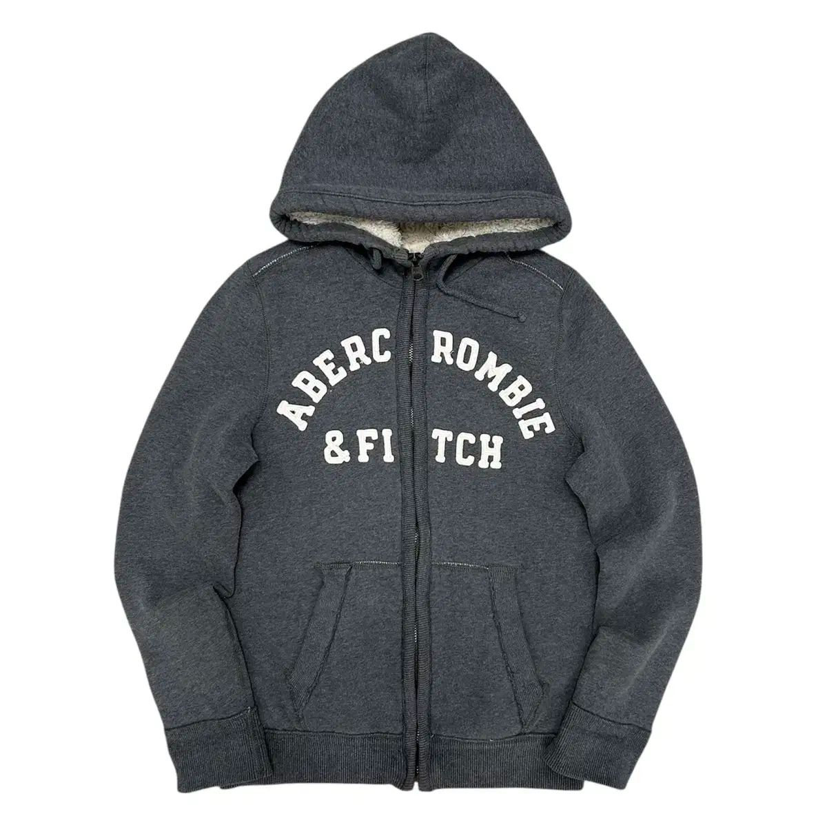 アバクロンビー チャコール フリース ジップアップパーカー L