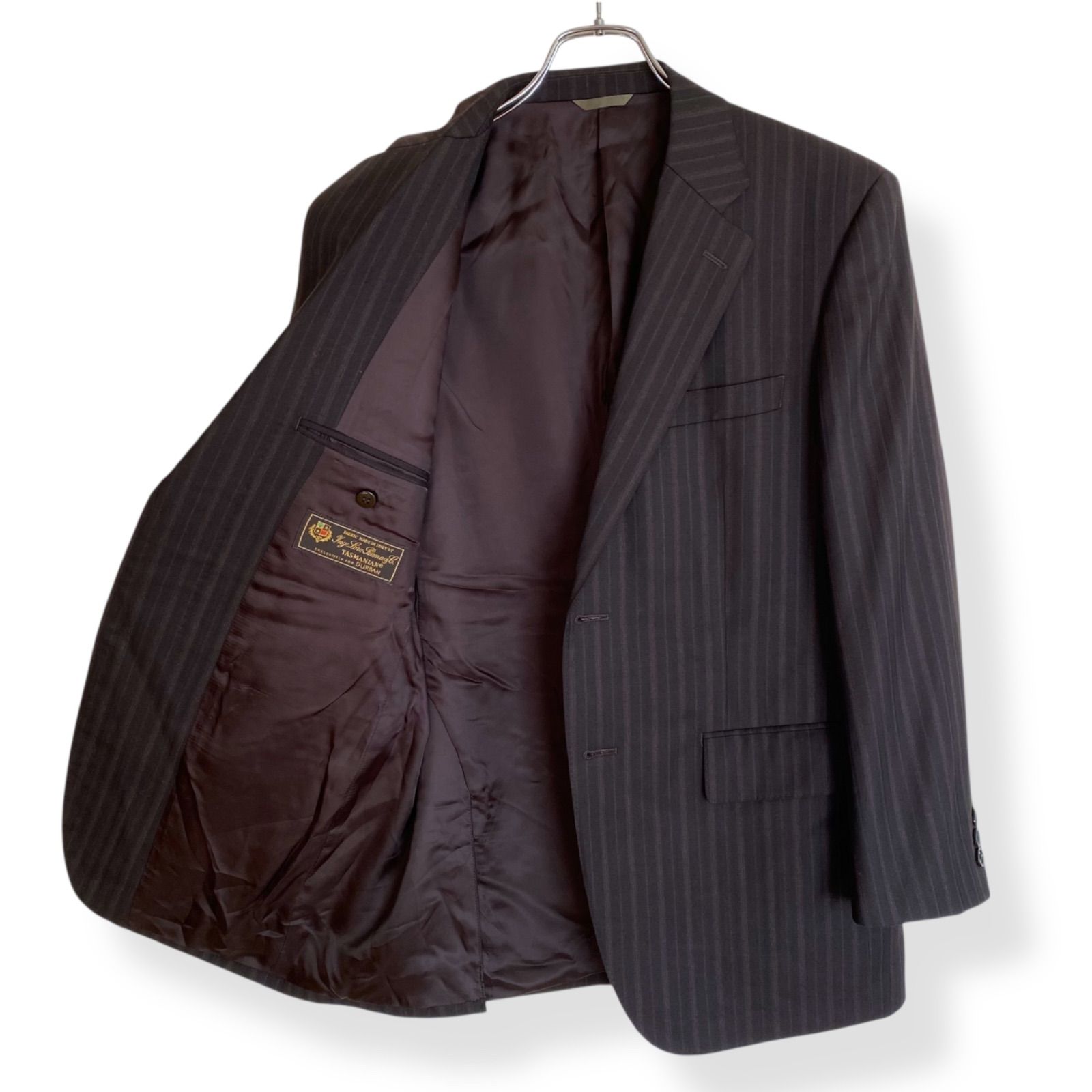 D'URBAN ダーバン ダークブラウン ストライプ スーツ セットアップ 毛