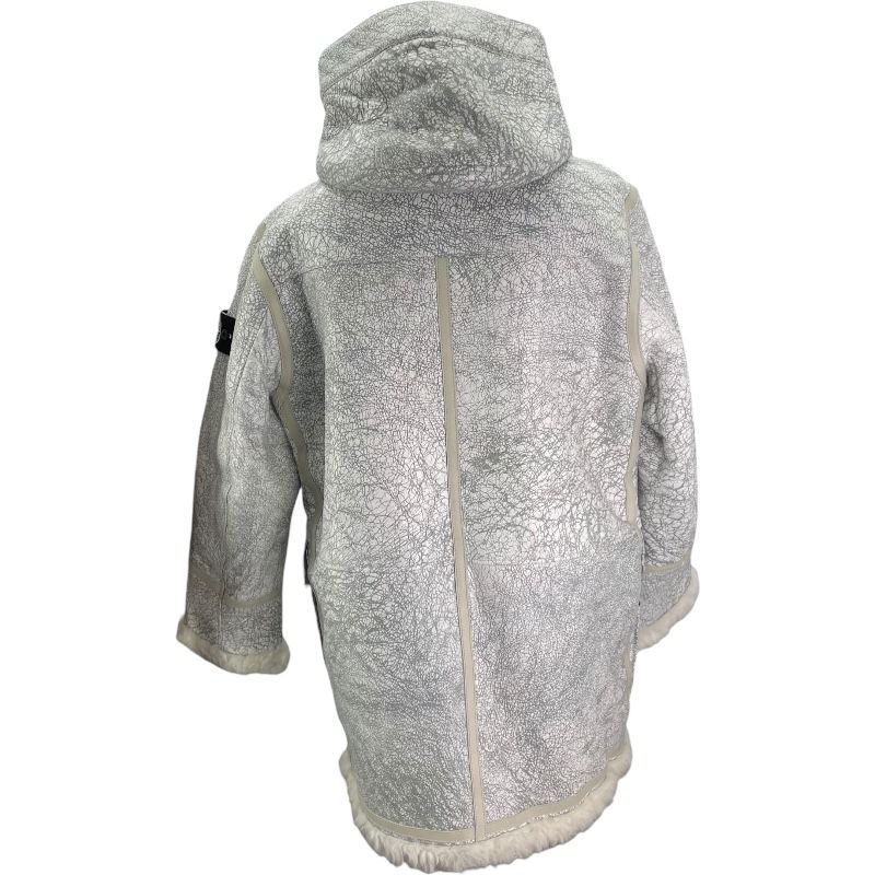 フーデッドムートンコート ホワイト 羊 メンズ その他アウター