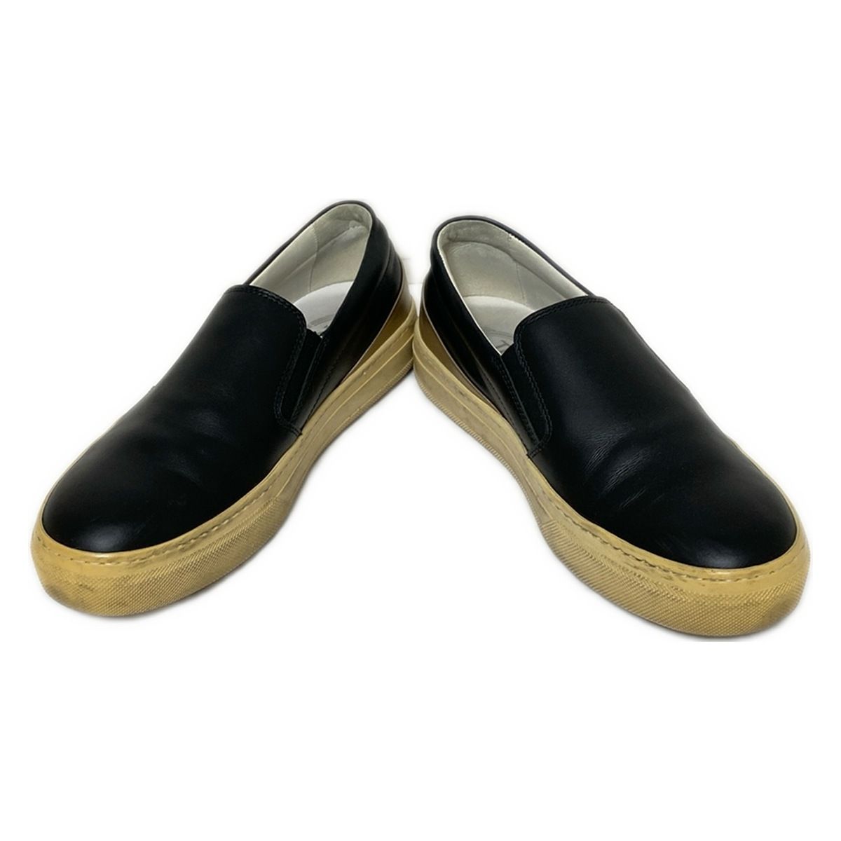 TOD S トッズ スリッポン 36 レディース - 黒×ゴールド レザー