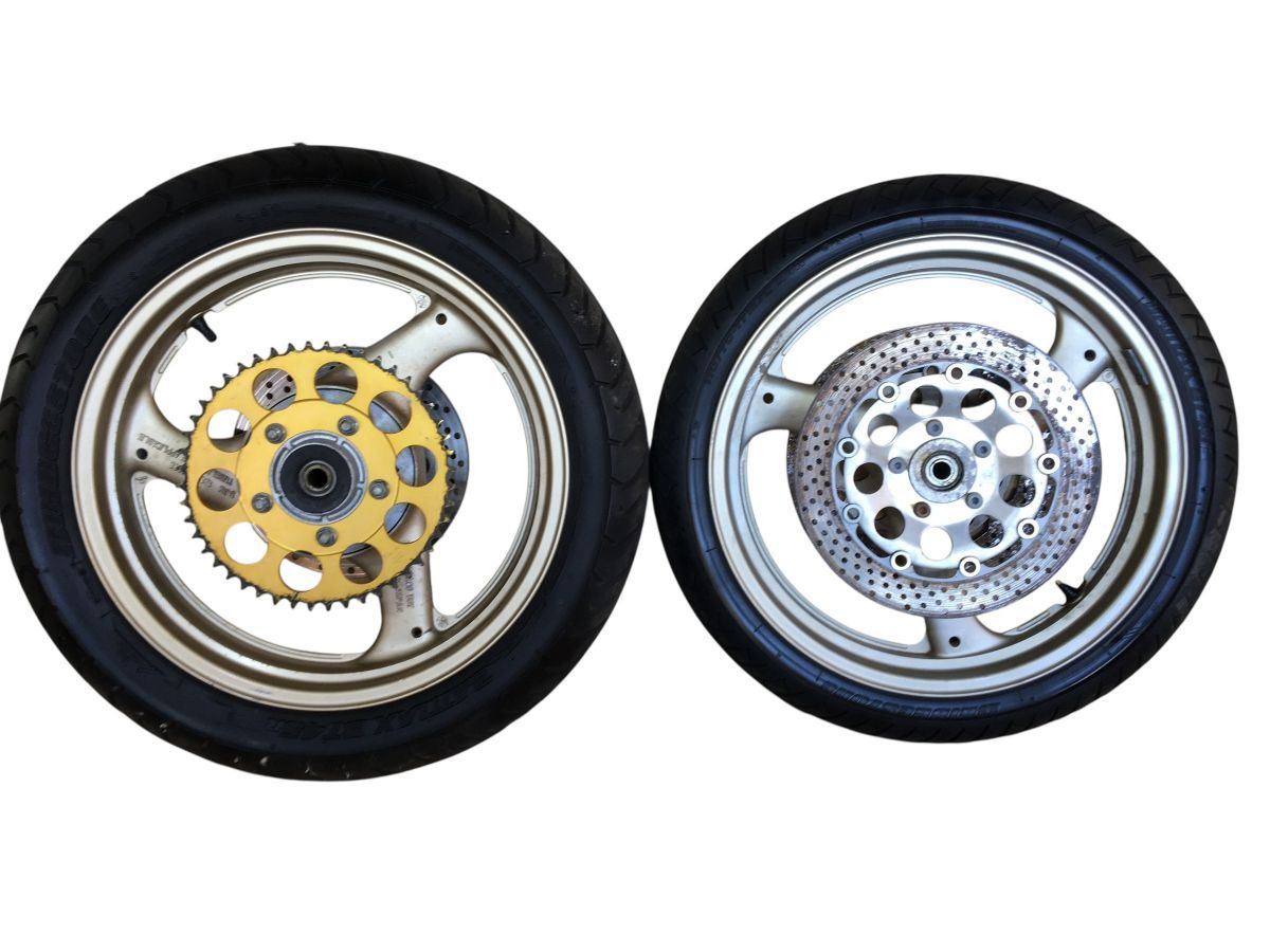 SUZUKI バンディット400 GK 75 A 前後 ホイール セット ディスク付 ゴールド 組み換え Wディスク ワイド化 2758 M 5904