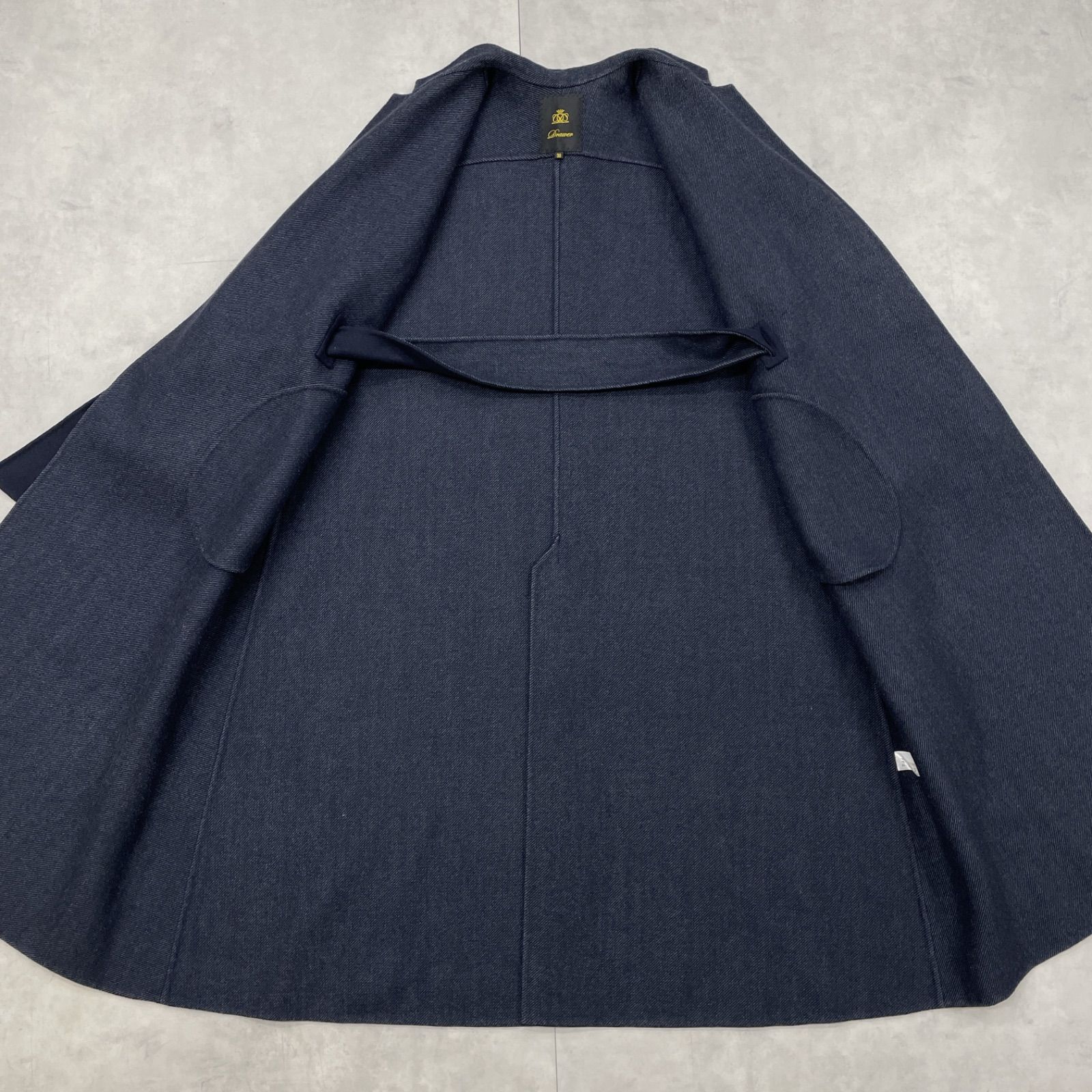 極美品✨ドゥロワー リバーコート ダブルフェイス シルク ロング丈 36 S 青 極美品✨ドゥロワー リバーコート ダブルフェイス シルク ロング丈 36 S 青