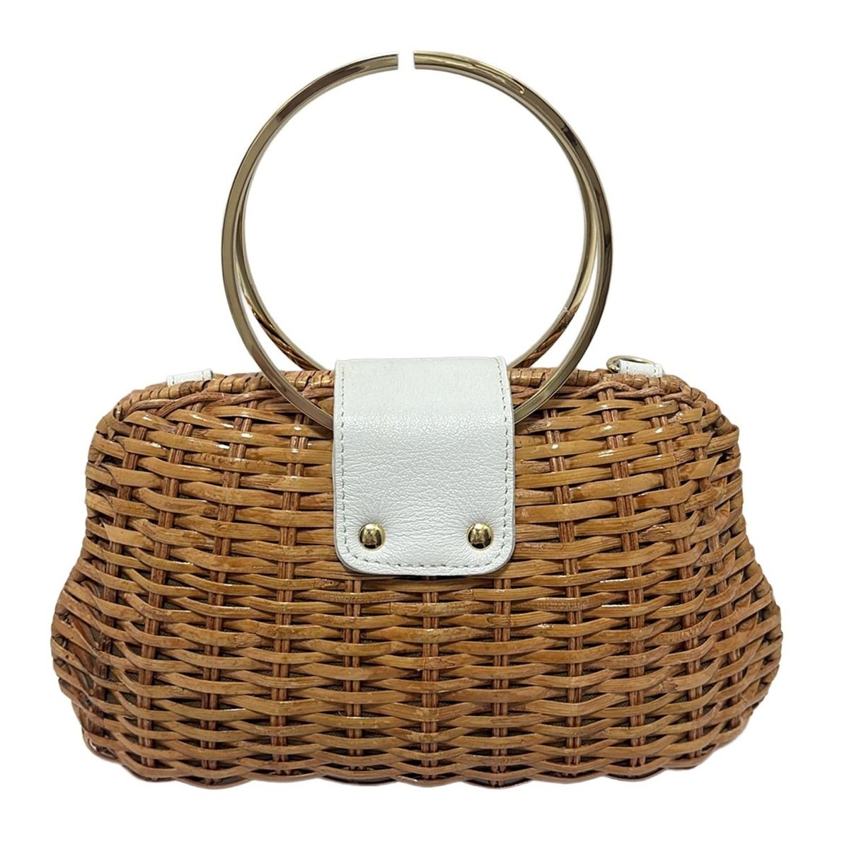 ヴィオラドーロ ラタンカゴバッグ メタルワンハンドル 牛革 レザー