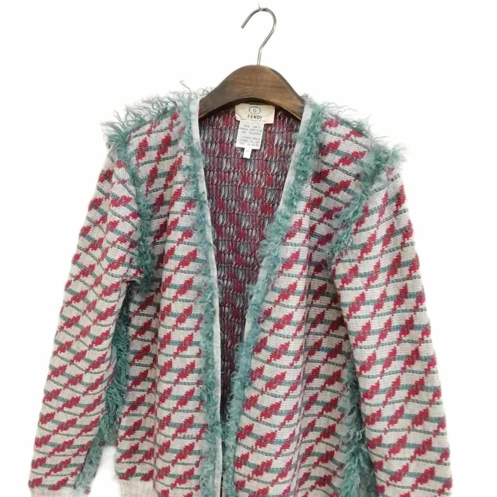 フェンディ FENDI ヴィンテージ ニット カーディガン セーター 着流し 44 グレー系