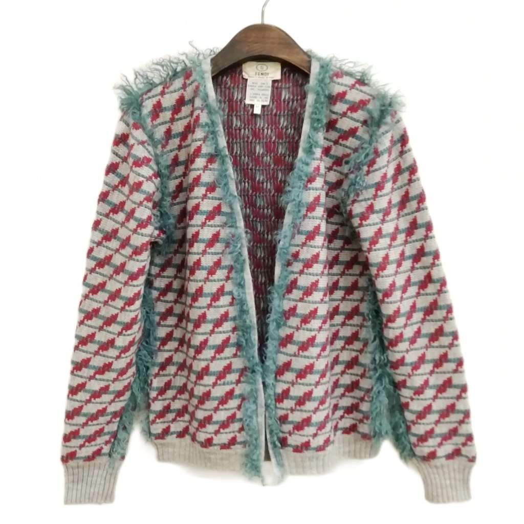 フェンディ FENDI ヴィンテージ ニット カーディガン セーター 着流し 44 グレー系