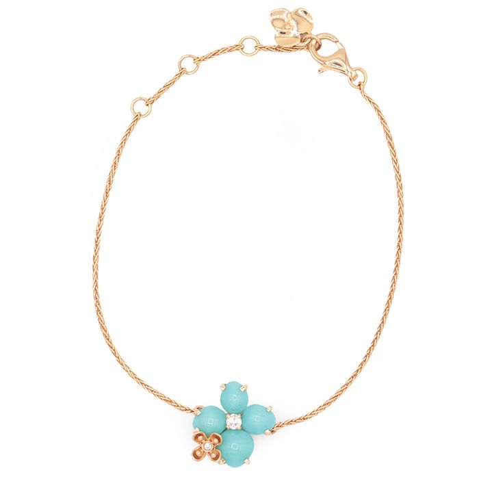 Chaumet ショーメ オルタンシアエデン ブレスレット ターコイズ ダイヤモンド 18金 K 18 PG ピンクゴールド ジュエリー レディース サイズ 手首周り17.0 cm