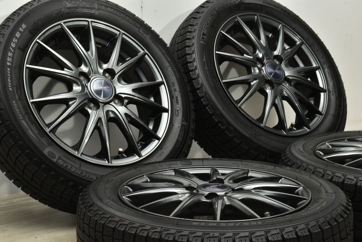 バリ溝 ヴェルヴァ 14 in 4 5 J 45 PCD 100 ミシュラン X ICE 3 155 65 R N BOX デイズ サクラ アルト ワゴンR タント ムーブ