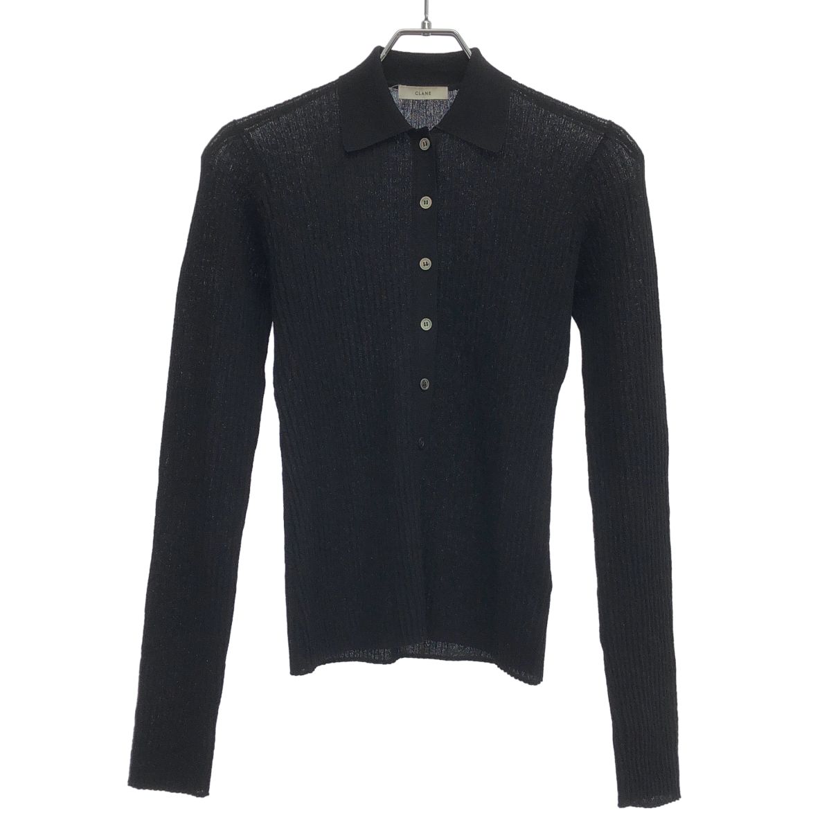 CLANE クラネ SHEER RIB KNIT SHIRT シアーリブニットシャツ 16106-2112 ブラック 1