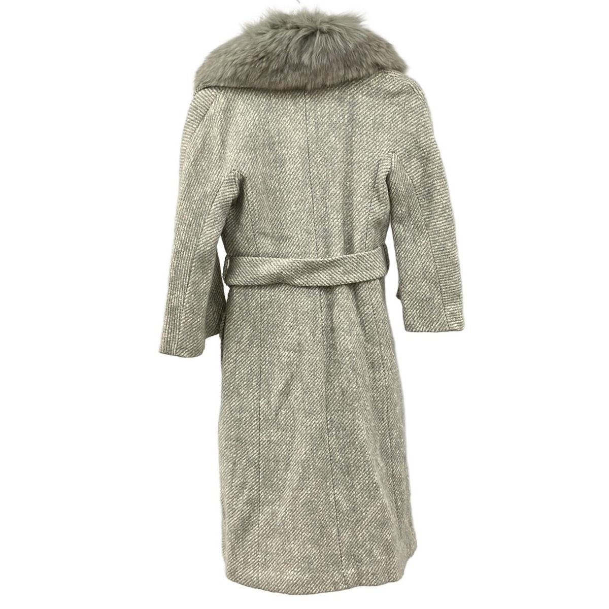 NOVESPAZIO ブルーフォックス襟付きウールコート NOVESPAZIO ブルーフォックス襟付きウールコート NOVESPAZIO ブルー