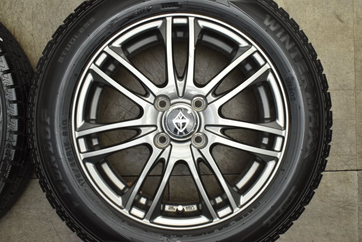  バリ溝 VELVA 15 in 5 J 42 PCD 100 ダンロップ ウィンターマックス WM 02 アクア フィット スイフト ヴィッツ カローラフィールダー 15インチ ホイール