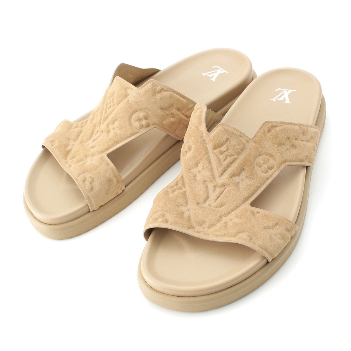 Louis Vuitton ベージュ スエード ミュール ルイヴィトン オアシス スエード カーフレザー モノグラム LV サンダル