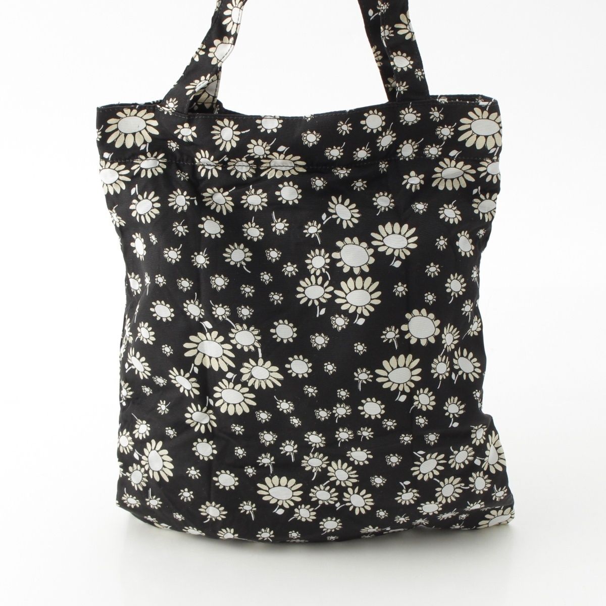  ミュウミュウ ナイロン レザー フラワー柄 ロゴ 折りたたみ エコバッグ ブラック エコバッグ バッグ