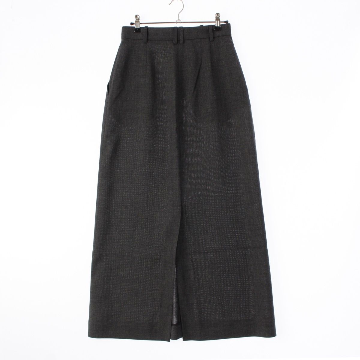 ザロウ 24-25年 ROUX SLIT SKIRT ウール シルク スリット スカート ボトムス 8492 W 3461 グレー 2