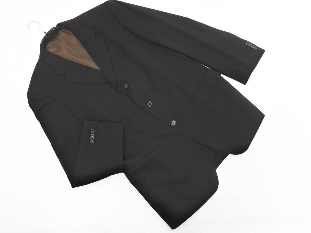 ヒロココシノ ウール100% ノーカラージャケット 9号 黒　ブラック　個性的 HIROKO KOSHINO ヒロココシノ HOMME オム ウール混 テーラード