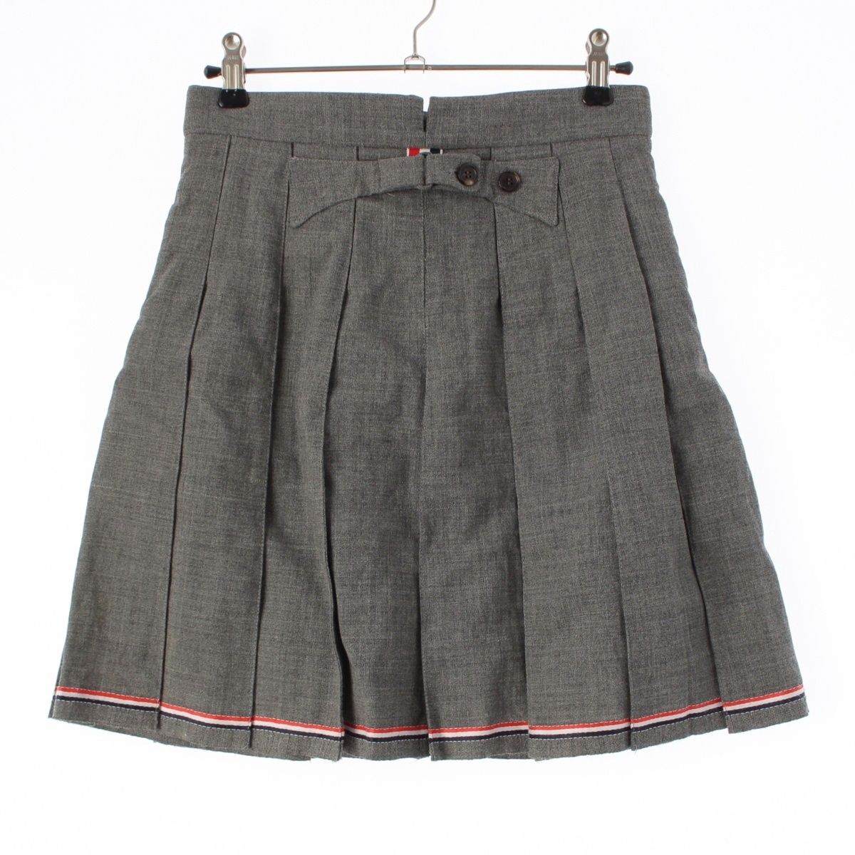 トムブラウン ウール ライン プリーツ ミニスカート ボトムス FGC 332 A- グレー 36