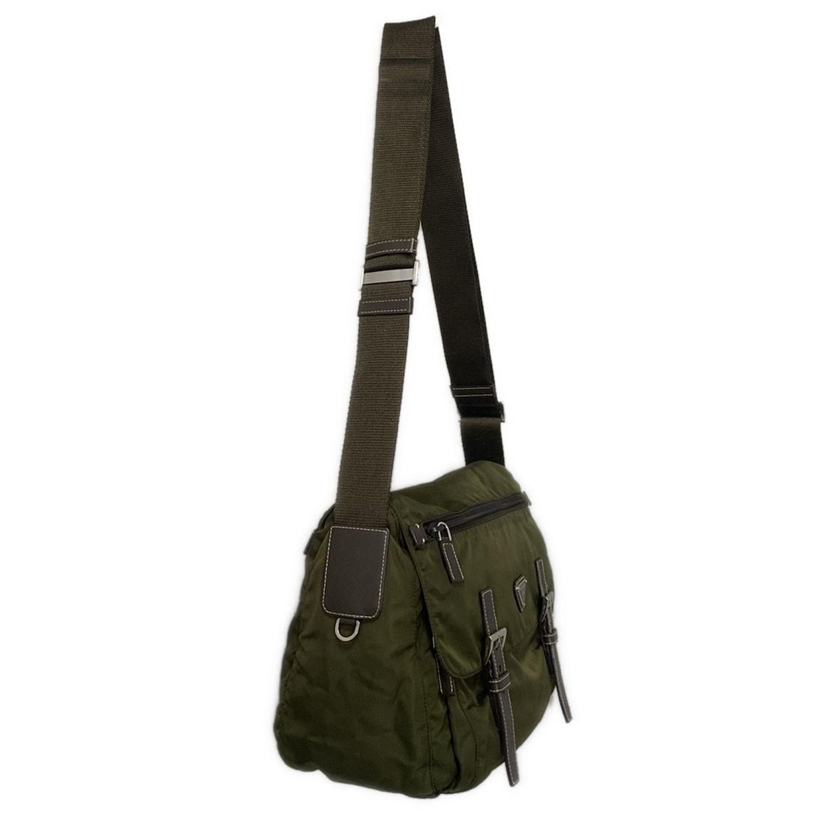 PRADA プラダ ショルダーバッグ ダークグリーン ナイロン 三角ロゴ