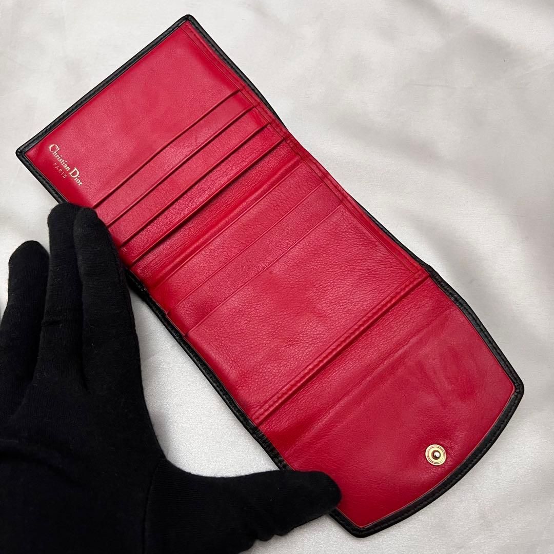 ◇レア極美品◇ディオール　CDロゴエンボス　アーカイブ　がま口折り財布　レザー ◇レア極美品◇ディオール CDロゴエンボス アーカイブ がま口折り財布