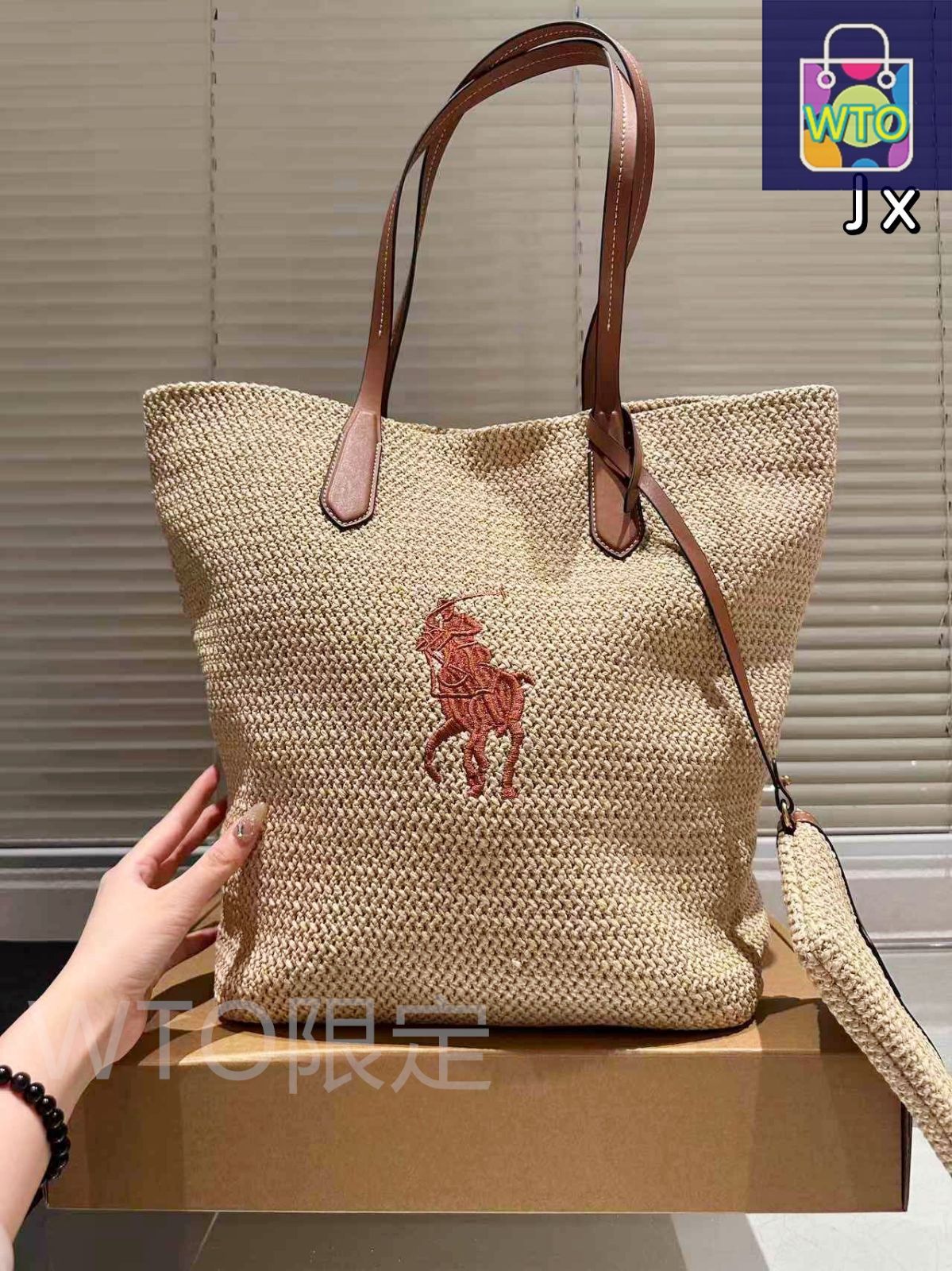 今日特価】Ralph Lauren ラルフローレン 新作 ラフィアバッグ 大容量で