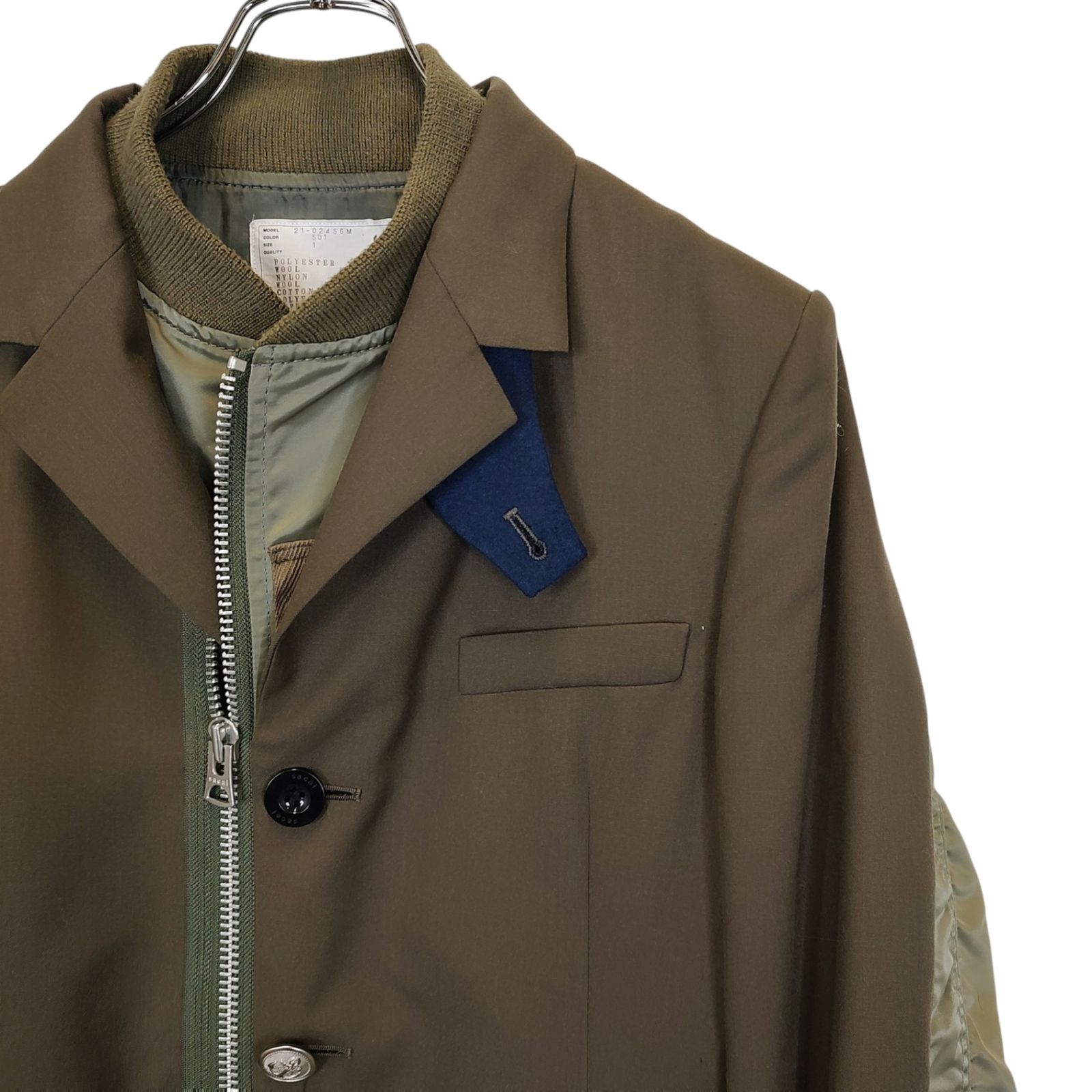 sacai サカイ 21SS SUITING MA-1 テーラードジャケット ブルゾン 21