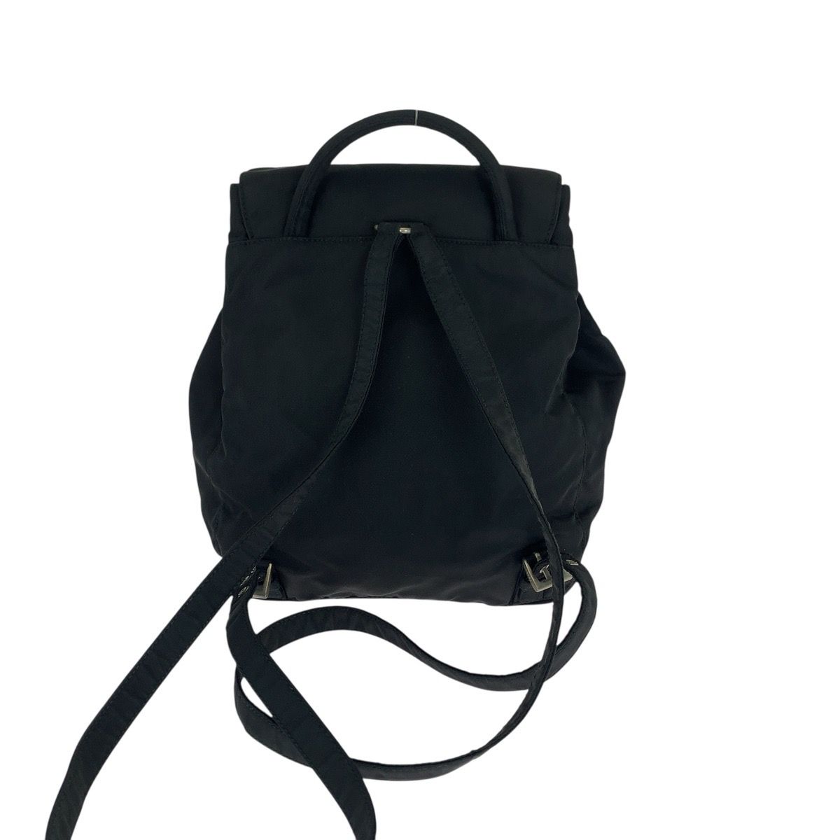 美品 PRADA プラダ テスート 三角ロゴプレート ブラック 黒 シルバー