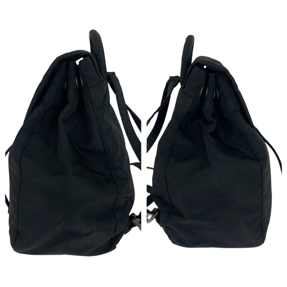 美品 PRADA プラダ テスート 三角ロゴプレート ブラック 黒 シルバー