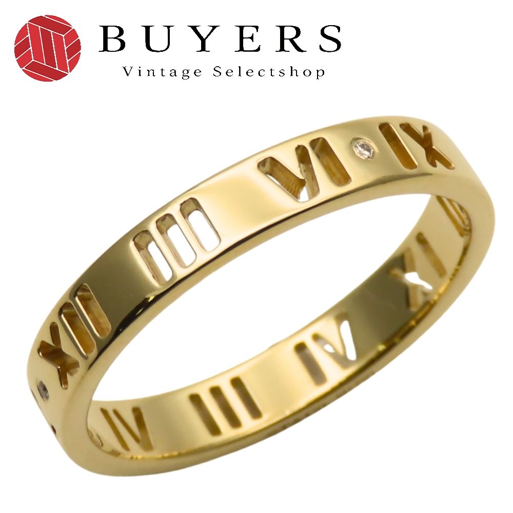 ティファニー リング 指輪 アトラス K 18 YG ダイヤモンド 約3 4 g イエローゴールド オープン PD ジュエリー レディース 女性 TIFFANY Co