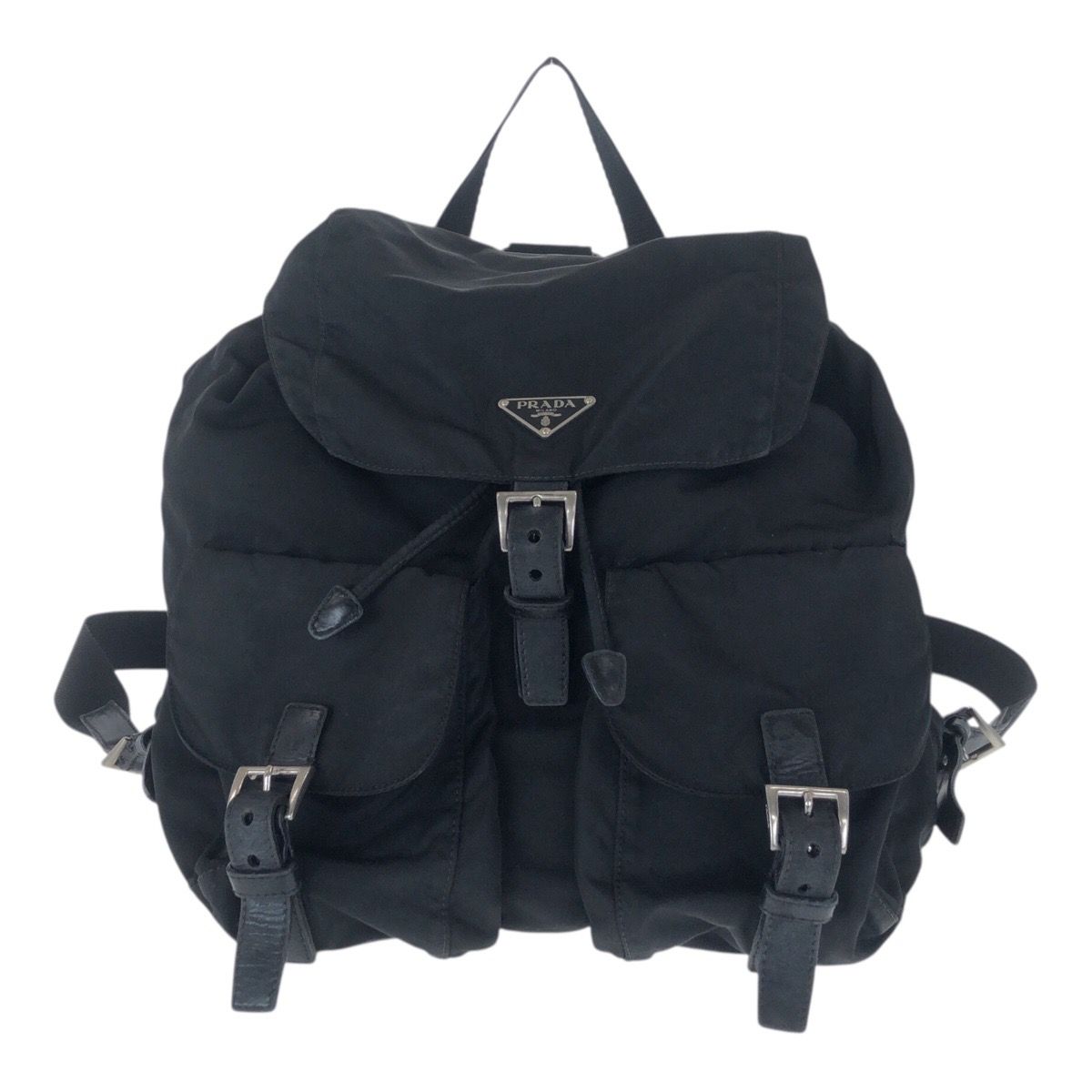 PRADA 三角プレート リュック テスートナイロン ブラック e327 PRADA プラダ テスート 三角ロゴプレート ブラック 黒 シルバー金具