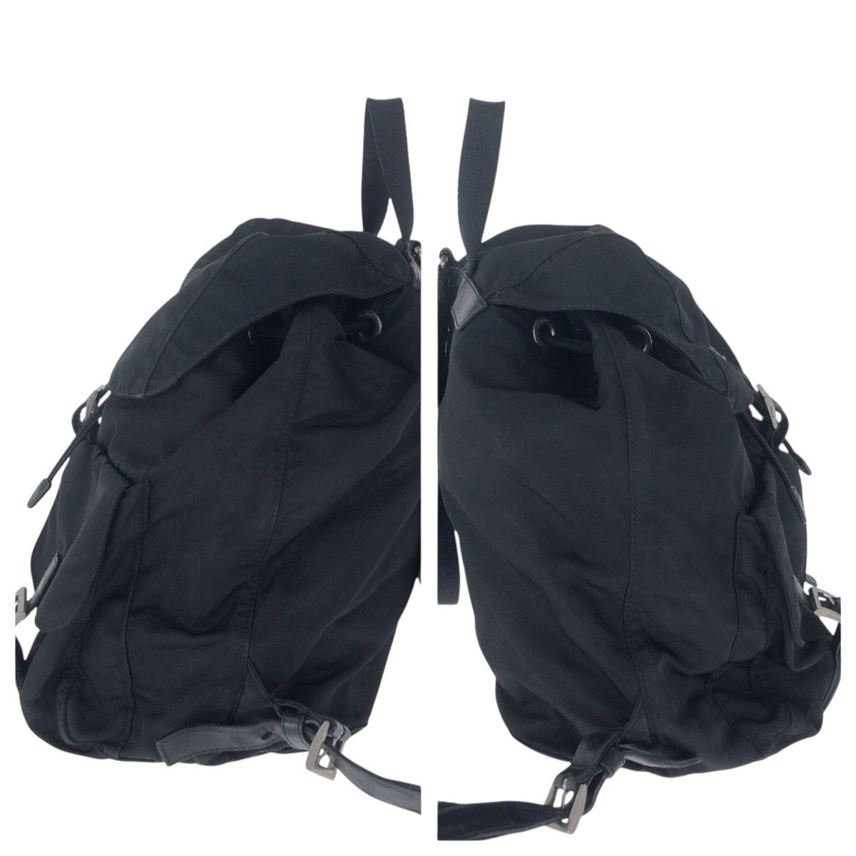 PRADA プラダ テスート 三角ロゴプレート ブラック 黒 シルバー金具