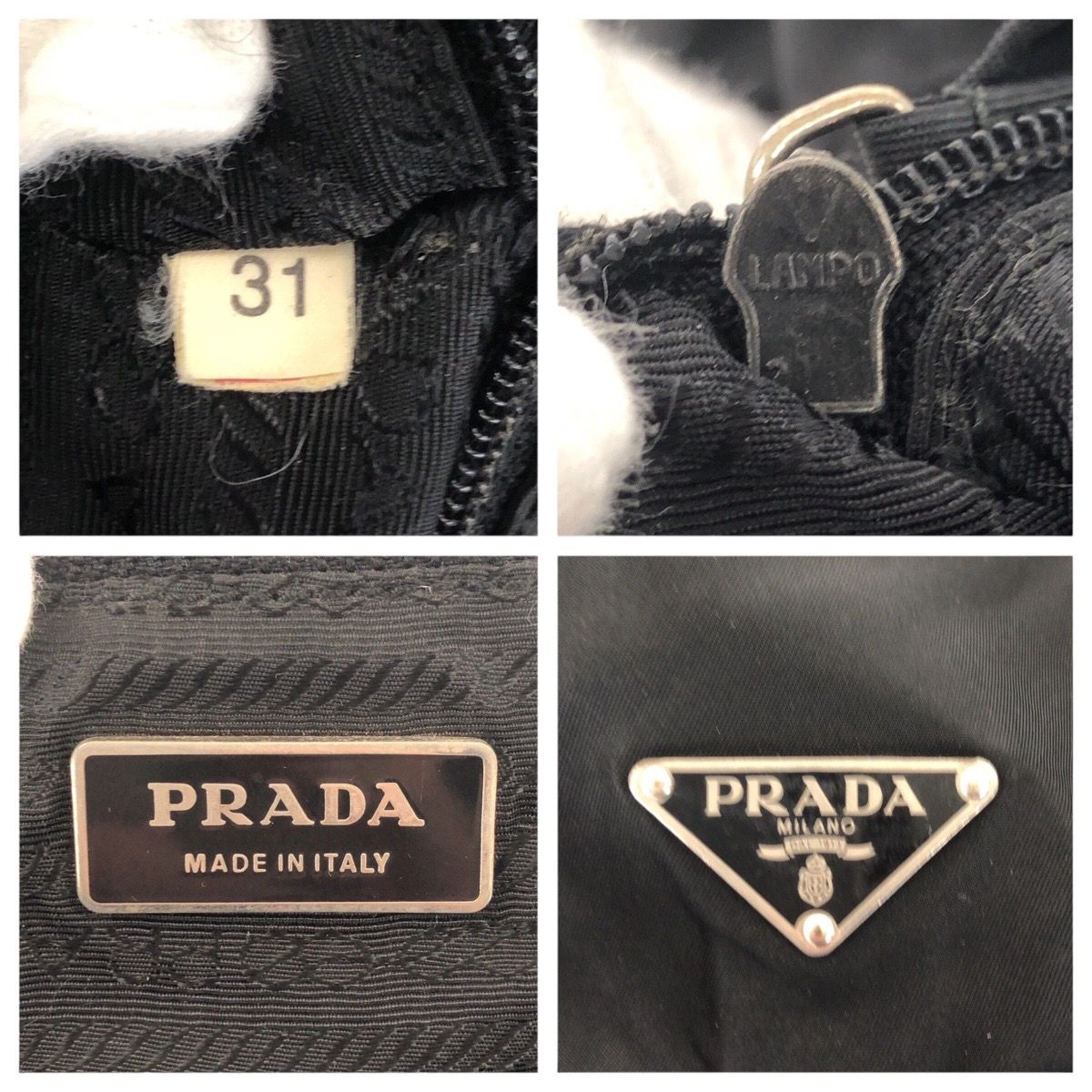 PRADA プラダ テスート 三角ロゴプレート ブラック 黒 シルバー金具
