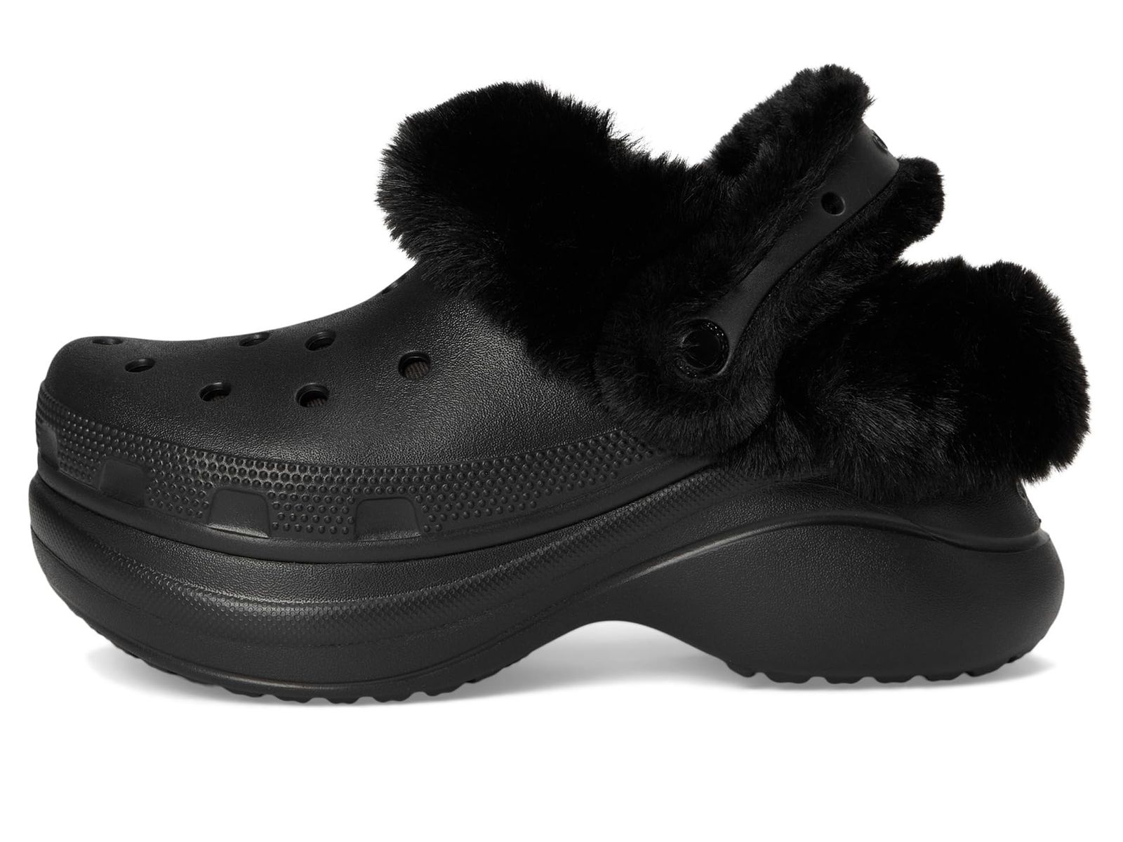 Crocs (クロックス) レディース Bae 裏地付きクロッグ、ファジープラットフォームスリッパ, ブラック, 21.0 cm [ブラック] [21.0 cm]