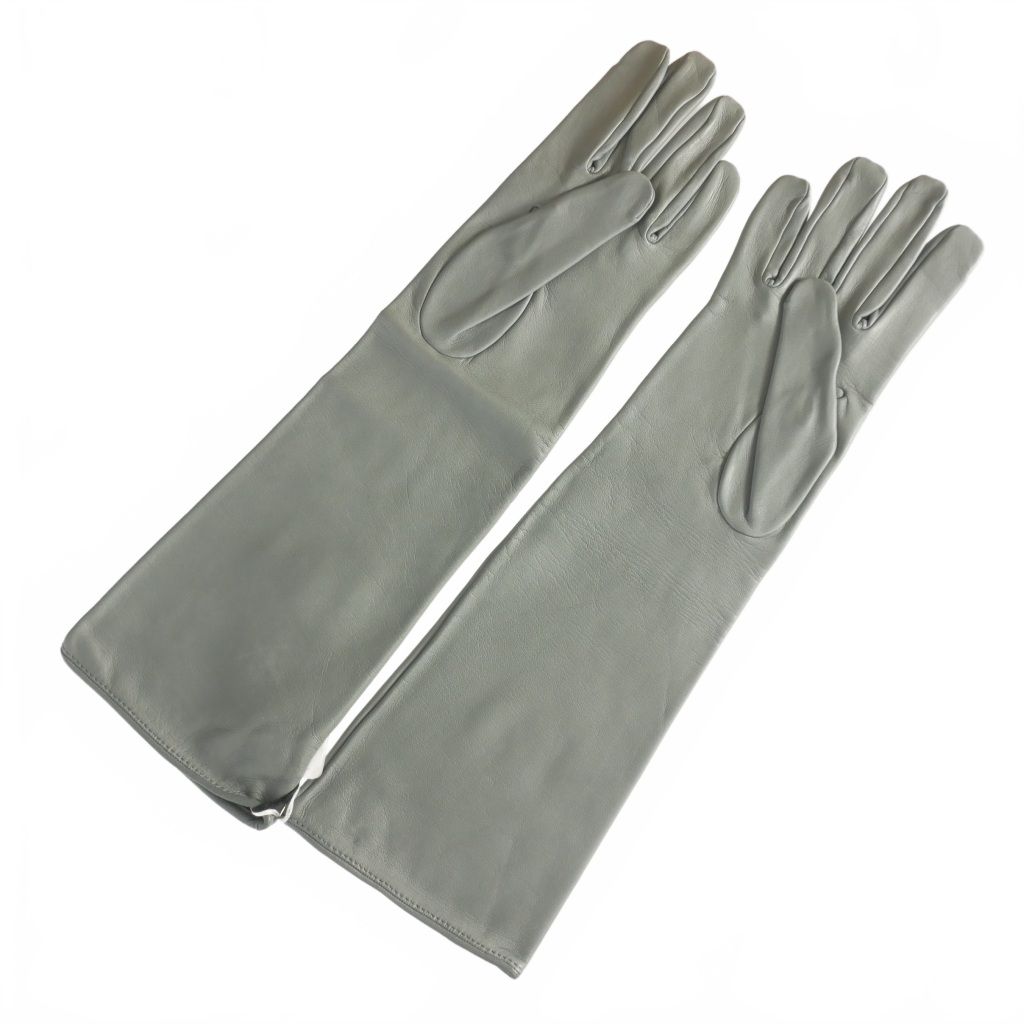 ディースクエアード 23 AW ナッパレザー ロンググローブ 手袋 7 AZZURRO グレー 正規