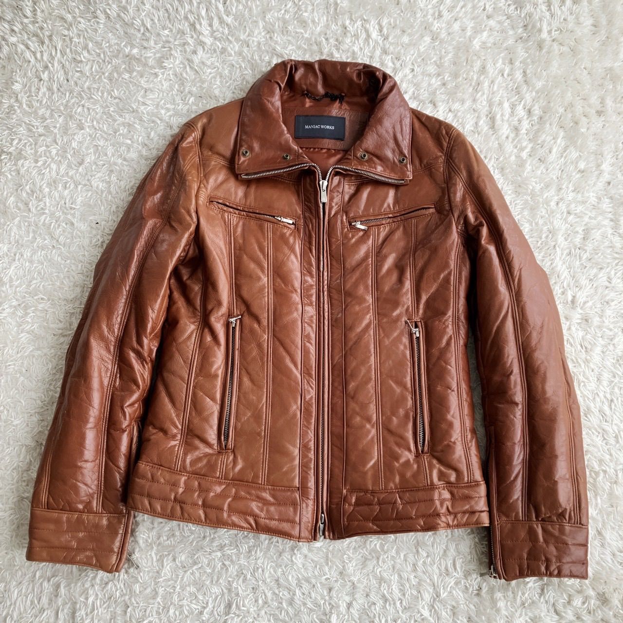 美品！MANIAC WORKS マニアックワークス レザーダウン ファー付き