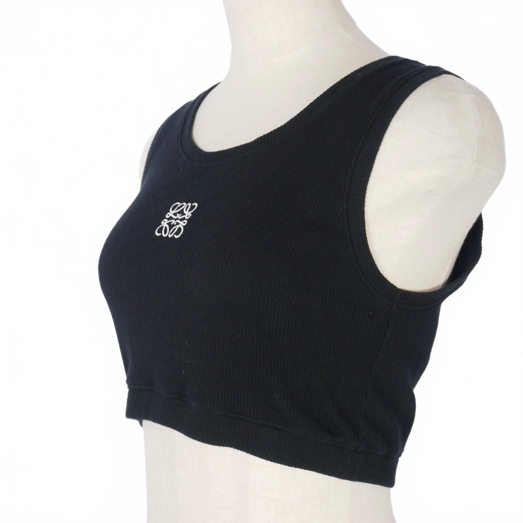  ロエベ LOEWE ロゴタンクトップ クロップド Uネック S 黒 ブラック 1726718 タンクトップ トップス
