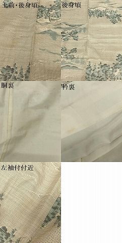 平和屋着物○本場大島紬 白大島 カタス7マルキ 総絣 樹林風景文 正絹