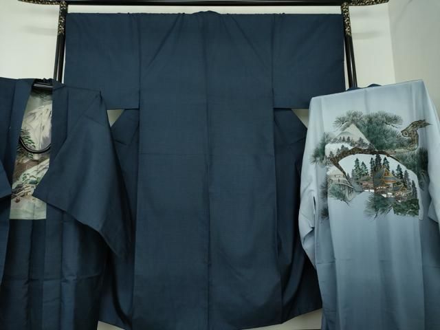 平和屋着物 男性 本場大島紬 アンサンブル 長襦袢 袷 セット 100亀甲 総詰め 正絹 ps