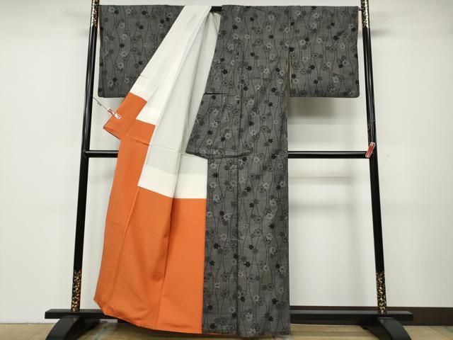  平和屋着物 本場大島紬 7マルキ 立涌舞楓文 正絹 ut 紬 着物