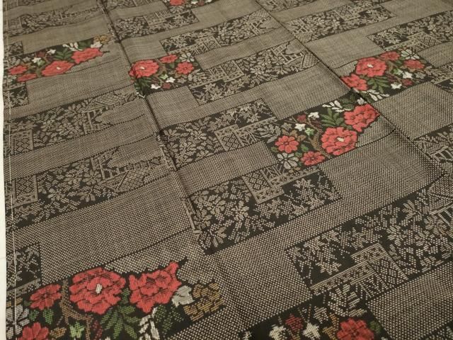 総絣 色紙重ね花文