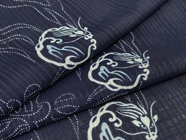 平和屋着物 夏物 小紋 紗 龍 ロング丈 洗える着物 jd