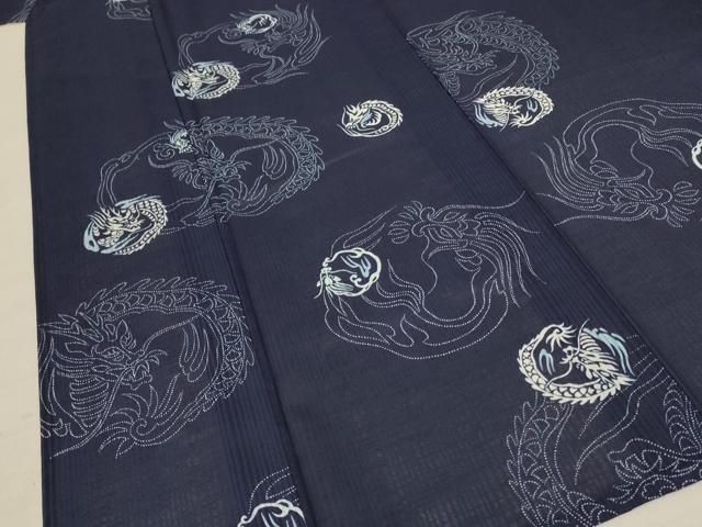  平和屋着物 夏物 小紋 紗 龍 ロング丈 洗える着物 jd 小紋 着物