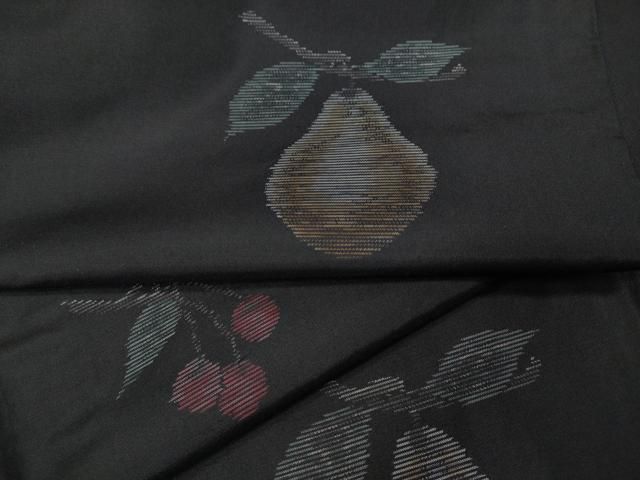 平和屋着物 本場大島紬 地空き 梨 さくらんぼ 正絹 ut