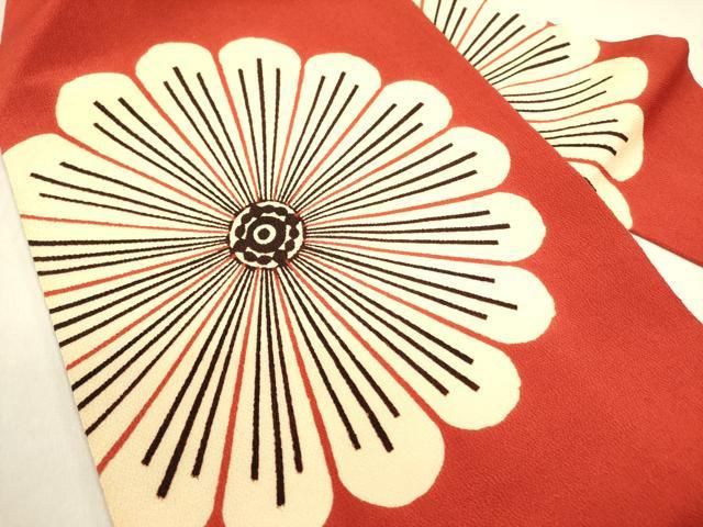 平和屋着物 九寸名古屋帯 型染 舞花 鬼しぼ縮緬 正絹 op