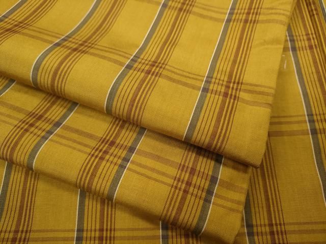 平和屋着物 本場黄八丈 平織 紬 格子柄 正絹 ut