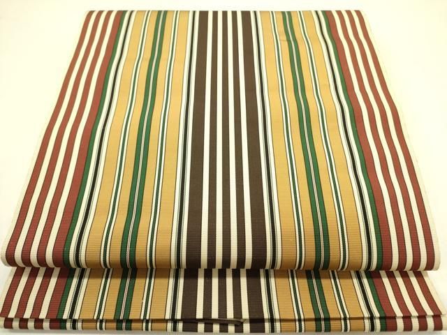 平和屋着物 本場筑前博多織 八寸名古屋帯 縞 正絹 op