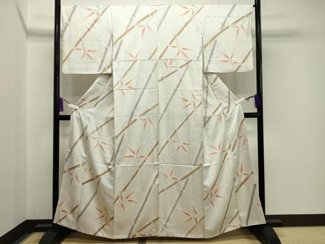 平和屋着物 上質な小紋 絞り 笹竹文 正絹 gh