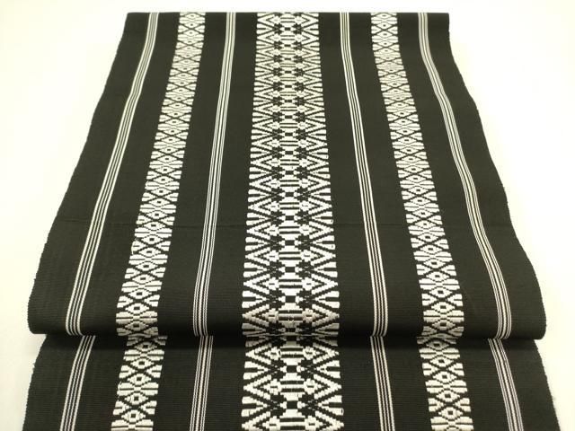 平和屋着物 本場筑前博多織 八寸名古屋帯 献上 黒地 正絹 op