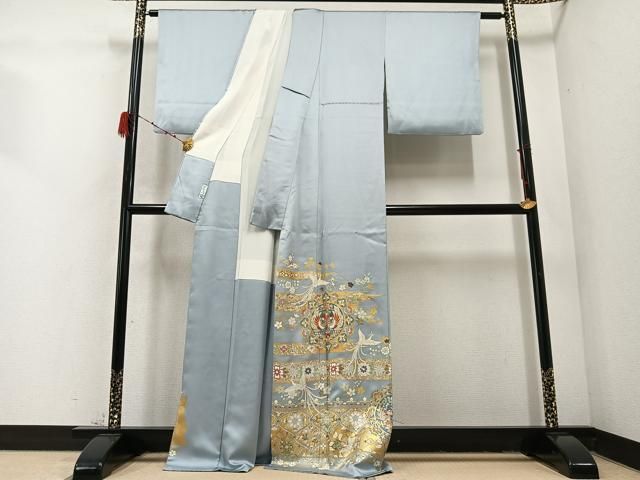 平和屋着物 豪華色留袖 作家物 駒刺繍 双鳥花 金銀彩 正絹 ph