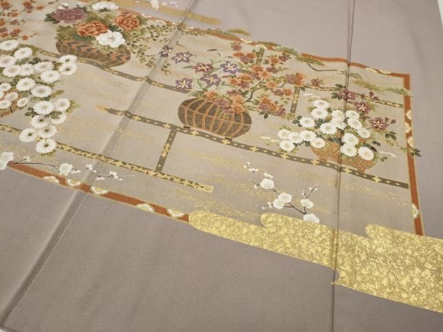 地紙花籠文 金彩