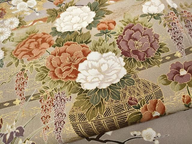 平和屋着物●豪華色留袖 地紙花籠文